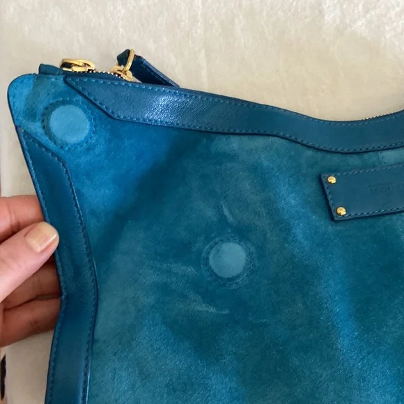 Alexander McQueen Petroleum Blue Suede De Manta Clutch - Picture 6 of 10